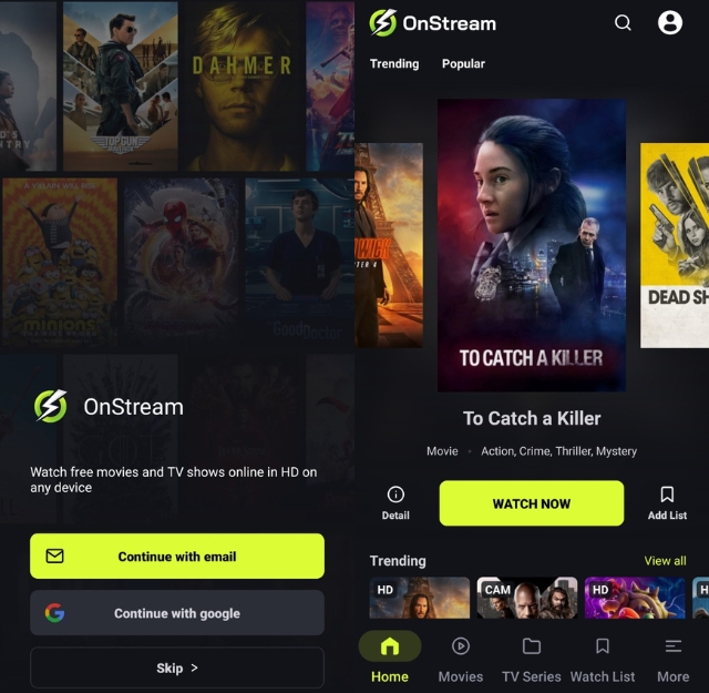 OnStream Streaming App for free Movies and TV Shows